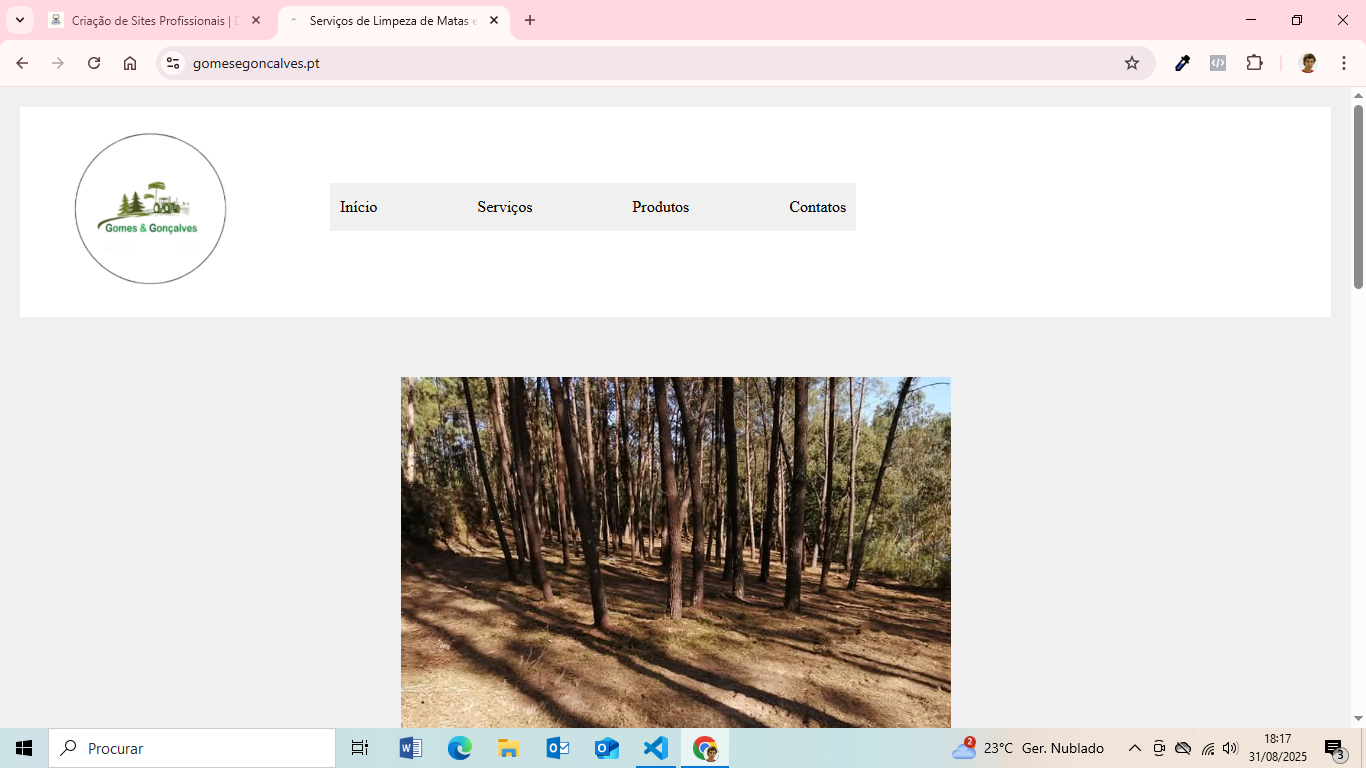 versão desktop do site